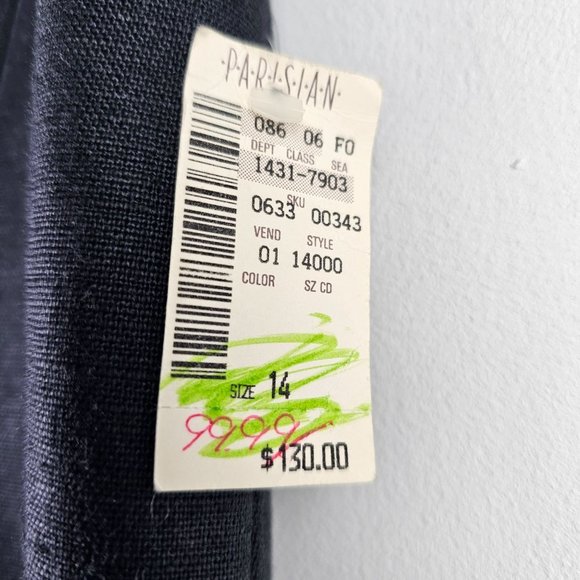 Vintage 90's Geary Roark Kamisato Linen LBD with Open Corded Back, Sz 14, NWT - Picture 12 of 12